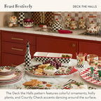 MACKENZIE-CHILDS Enamel Canister, Kitchen Storage Container with Lid, Medium, Deck the Halls