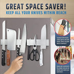 17" Premium Magnetic Knife Holder for Refrigerator (Double-Sided Heavy-Duty Magnets) - Upgraded Strip for Strong Fridge Mount - Clear Up Counter Space - 304 Anti-Rust Stainless Steel (Upgraded Design)