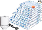 Travel Vacuum Bags With Pump,Vacuum Storage Bags with Electric Pump 8 Combo (2 J/2 L/2 M/2 Small), Plastic Packaging Bags,Travel Vacuum Bag For Luggage,Clothes, Pillows, Comforters, Blankets, Bedding