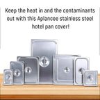 Hotel Pan Lids 6 Pack– Fits 1/4 Size Stainless Steel Steam Table Pans, Anti-Jam Food Pan Cover for Catering, Buffet Use, Kitchen Prep, Dishwasher Safe