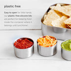 LunchBots 2.5 oz Stainless Steel Dressing Container for Condiments, Dips, Snacks, Dipping Sauce Cups with Silicone Lid, Fits in Lunch Bags and Bento Boxes - Set of 2 (Purple)