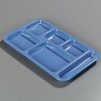 Carlisle FoodService Products Plastic Meal Tray Righ-Handed Heavyweight Lunch Tray with 6-Compartments for Schools, Cafeterias, and Dining Halls, Melamine, 15 x 9 Inches, Sandshade