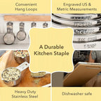 Simply Gourmet Measuring Cups and Spoons Set of 12 – Stainless Steel Kitchen Gadgets – Stackable Design with Long Handle Spoons – Fits in Jars – Cooking & Baking Measuring Set for Dry & Liquid