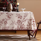ISAENNE Designer Vintage Linen Square Tablecloth,Red Floral Pattern Linen Stain Resistant Table Cloth,Decor Tablecloths for Dining Thanksgiving Kitchen Christmas Party,67"*67"-Harmony