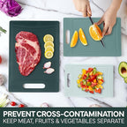 COOK WITH COLOR Non-Slip Cutting Board Set – Kitchen Essentials with Easy Grip Handle for Meat, Veggies, and Fruits, 3 Cutting Boards, Teal