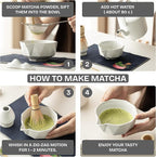 7 PCS Matcha Whisk Kit with Bowl & Scoop, Bamboo Whisk and Sifter, Traditional Japanese Tea Set for Matcha Lovers – Complete Matcha Gift Kit (White)