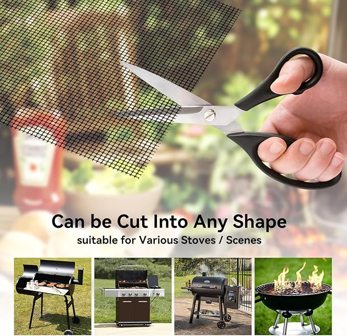 Dailyart Grill Mesh - Set of 5 Non-Stick Mesh Grill, Even Heating, Easy Clean-Up, Reusable and Durable, Perfect Mesh Grill Mat for Outdoor BBQ Accessories, Grill Topper for Outdoor Grill