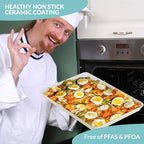 Boxiki Kitchen Non-Stick Ceramic Baking Sheet - Slick & Non-Toxic Ceramic Coating, PTFE & PFOA Free Cookie Sheet Pan - Perfect for Baking, Roasting, and More (Quarter Sheet Pan)