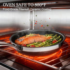 KITEXPERT Non Stick Frying Pans with Lid, 10" Titanium Ceramic Pan Nonstick Stainless Steel Skillet, PFAS PFOA & PTFE Free, Quick-Cool Handle, Dishwasher & Oven Safe, Compatible with All Cooktops