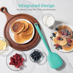 U-Taste 600ºF Heat Resistant Silicone Turners: 13.6in Long Solid & Slotted Kitchen Spatula Flipper, Wide and Large Flexible Cooking Utensil for Flipping Egg, Pancake, Cookie (Aqua Sky, 2PCS)