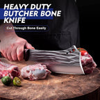 2PCS Meat Cleaver & Heavy Duty Bone Chopper Knife Set, Hand Forged German High Carbon Stainless Steel Butcher Knife for Home Kitchen & Outdoor