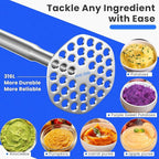 316L Potato Masher Stainless Steel, Sturdy Mashed Potato Masher Kitchen Tool, Solid Integrated Potatoes Smasher for Beans, Avocados, Squash, Dishwasher Safe, 8.8 Inch