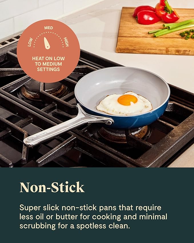 Caraway Mini Cookware Set - Non-Stick Ceramic Fry Pan (1.05 qt, 8") & Sauce Pan (1.75 qt) - Non Toxic, PTFE & PFOA Free - Oven Safe & Stovetop Agnostic (Gas, Electric & Induction) - Marigold