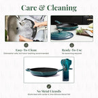 Larder & Vine Enameled Cast Iron Skillet | 10.25 inch Cast Iron Pan | Saute Pan with Pour Spouts | Enamel Coated Cast Iron Skillet | Compatible on All Cooktops & Oven Safe to 500° F | Bondi