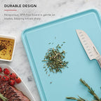 KitchenAid Classic Plastic Cutting Board with Perimeter Trench and Non Slip Edges, Dishwasher Safe, 12 inch x 18 inch, Blue