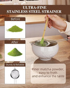 ZENS Matcha Whisk Set, Ceramic Matcha Set Includes 15oz Sakura Bowl, Bamboo Whisk & Chasen Holder, Scoop & Sifter-Tea Towel, 6pcs Matcha Kit for Matcha Lovers, White