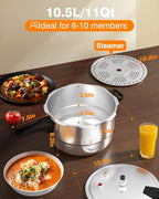 WantJoin 11Qt Aluminum Pressure Cooker w/Release Valve & Multiple Protective Devices,Pressure Canner Compatible with Gas & Induction Cooker,Canner Rack Included