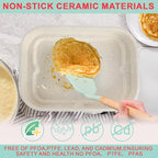 Non-Stick Griddle Pan and Roasting Rack for Ninja FG551/DG551 Smart XL 6-in-1 Indoor Grill, Upgraded Ceramic Flat Top Griddle & Stainless Steel Grill Steamer Rack for Ninja Air Fryer Accessories,White