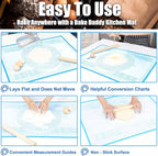 Extra Large Silicone Pastry Mat 34x26 Inch - Nonstick Baking Mats with Measurements, Great for Dough Rolling, Pastry, Pie Crust, Fondant, Cookies, Bread, Pasta, Pizza, Counter Mat