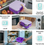 TinyPalsa Bento Box for Kids, 3 Compartment Kids Lunch Box with 10oz Leak Proof Thermos Food Jar, Easy-Open Latch, Dishwasher Safe, Ideal for School, Daycare, Travel with Portable Handle (Purple)