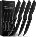 Home Hero Steak Knife Set - Effortless Cutting & Serrated Steak Knives - Rust-Resistant Stainless Steel Blades & Cutlery Set - Comfort-Grip Handles & Kitchen Knife Set - Pack of 4, Black