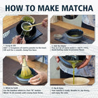 Matcha Whisk Set, Ceramic Matcha Bowl with Spout, Bamboo Whisk, Scoop, Ceramic Holders, Stainless Sifter, Towel, Perfect 7pcs Matcha Starter Kit for Tea Ceremony, Japanese Tea Making Tools (Grey)