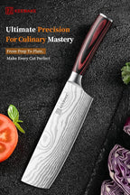 KEEMAKE Nakiri Knife Meat Cleaver: 7 Inch Razor Sharp Chef Kitchen Knife for Cutting Vegetable Cooking Knives - Multipurpose High Carbon Stainless Steel with Pakkawood Handle, Gift box and Sheath