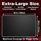 Extra Large 90 x 50 Inch Under Grill Mat for Outdoor Grill, Double-Sided Fireproof Deck & Patio Protector, Heat Resistant BBQ Mat, Waterproof & Oil-Proof for Charcoal, Gas Grill, Smoker, Fire Pit