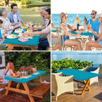 homing Rectangle Table Cloth Cover, Waterproof Polyester Elastic Fitted Tablecloth, Fits for 5 Foot Folding Tables, Washable Table Protector for Picnic, Camping, Outdoor (Teal, 30" x 60")