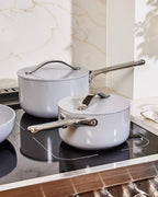 Caraway Nonstick Ceramic Sauce Pan with Lid (1.75 qt) - Non Toxic, PTFE & PFOA Free - Oven Safe & Compatible with All Stovetops (Gas, Electric & Induction) - Sage