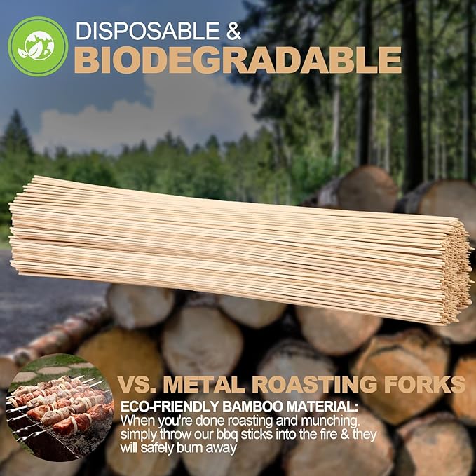Suclain 600 Pcs 36" Long 5mm Thick Marshmallow Roasting Sticks, Smores Sticks Bamboo Skewers BBQ Kabob Grilling Barbecue Roasting Camping for Outdoor Fire Pits Campfires