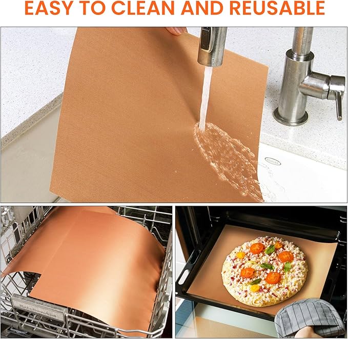 Copper Grill Mats for Outdoor Grill, Dailyart Set Of 5 BBQ Grilling Mats for Outdoor Reusable & Easy To Clean & Non-Stick Copper Grill Sheets - Barbecue Grill Accessories for Gas, Charcoal, Electric