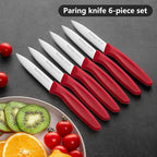 Paring Knife Fruit Knife Set (6 Pieces), Ultra Sharp Stainless Steel Vegetable and Fruit Knife with PP Plastic Ergonomic Handle for Cutting Fruits and Vegetables,Red