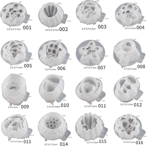 34 Pack Flower Succulent Candle Mold Resin Casting Silicone Molds for Home Decor & Candle Making Wave Spiral Mold