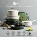 Tramontina Bestow Enameled Cast Iron Braiser Pan with Lid, 4-quart, Cactus with Gold Knob