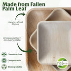Raj Palm Leaf Plates Plates like Bamboo plates Disposable, Decorative Compostable Tableware for wedding, Lunch, Dinner, Birthday, Camping, Outdoor BBQ, Picnic (9.5"x50 7"x50 (100 Pack))