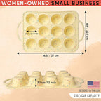 Silicone Mini Muffin Pan 12 Count – Non-Stick Muffin Pans for Baking, BPA-Free Silicone Cupcake Pans for Baking, Easy Release, Metal Handles, Oven & Dishwasher Safe