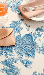 patdrea Designer Vintage Cyan Long Tablecloth for Rectangle Table,Linen Ancient Castle and Manor Pattern Tablecloths,Table Cover Decor for Kitchen Dining Christmas,Thanksgiving,63"x94"-Lucerne a