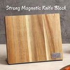 Wakoli EDIB 6-Piece Damascus Knife Block Set – Professional Japanese Style Kitchen Knives with Magnetic Acacia Block | Genuine Damascus Steel Blades with VG10 Core | Ergonomic Pakkawood Handles