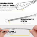 Anaeat 6 Pack Small Wire Whisks, Portable Stainless Steel Kitchen Tiny Whisk & Egg Beater with Thick Wire - Sturdy Mini Mixing Balloon for Cooking, Blending, Whiping, Beating and Stirring (6")
