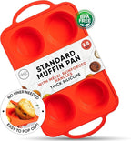 Regular Size 6 Cup Silicone Muffin Pans for Baking - Non-Stick Silicone Cupcake Pans, Easy-Release, Metal Handles, BPA-Free, Dishwasher & Oven Safe, Even Baking Muffin Tray
