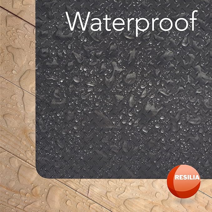 RESILIA Large Under Grill Mat – Heavy Duty, Reusable Outdoor Floor Protector Mats for Deck, Patio, & Garage – 36 Inch x 48 Inch, Black Diamond Plate, Made in The USA