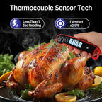 Lonicera Digital Meat Thermometer for Food Cooking. Instant Read Within 1 Sec and ±0.9℉Accuracy with Thermocouple Sensor. IP67 Waterproof, Auto-Rotating Display, Auto Wake up (Red)