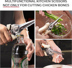 OOU White Bear Kitchen Scissors, All Purpose Heavy Duty Sharp Kitchen Shears Dishwasher Safe, Cooking Shears for Meat Chicken Fish Poultry Herb Bread