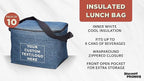 Custom Insulated Cooler Lunch Bag Set of 10, Personalized Bulk Pack - Perfect for Work, Travel, Outdoor Events - Blue