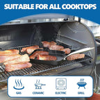 SafBbcue Square 11” Grill Pan Non-Stick Ceramic Coated, Durable Skillet Indoor & Outdoor Grilling, Oven Gas & Induction Safe, for Weber Charbroil Camp Chef Grill, Black
