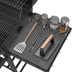 Silicone Griddle Tools Mat for Blackstone - Large Silicone Spatula Mat with Drip Pad - Griddle Mats BBQ Grill Accessories - Side Shelf Mats Grill Pad for Blackstone Griddles Accessories（Gray）