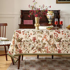 ISAENNE Designer Bohemian Linen Extra Long Tablecloth Rectangle,Colorful Floral Pattern Table Cloth,Wrinkle Resistant Decorative Tablecloths for Dining Thanksgiving Kitchen,67"*118"-Grace A