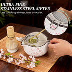 Matcha Whisk Set, 7 PCS Ceramic Matcha Sets with Bowl, Bamboo Whisk and Holder, Towel, Sifter, Bamboo Scoop, Scoop Rest, Christmas Gifts for Tea Lovers, Birthdays New Year Gifts for Women Mom