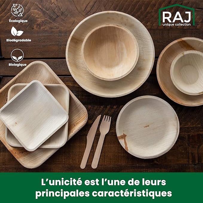 Raj Disposable Palm Leaf Bowls (25 Count, 4" Square Bowls) Strong Bowl Like Bamboo Party Bowl - Decorative Compostable Tableware for Lunch, Dinner, Birthday, Outdoor, BBQ, Picnic.